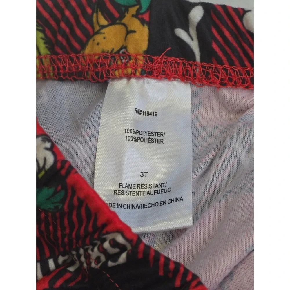 Dr. Seuss The Grinch Kids 3T Pajama Set Red Black Buffalo Plaid  NEW